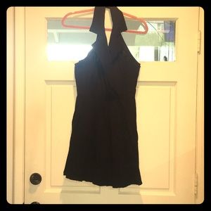 Black halter cocktail dress